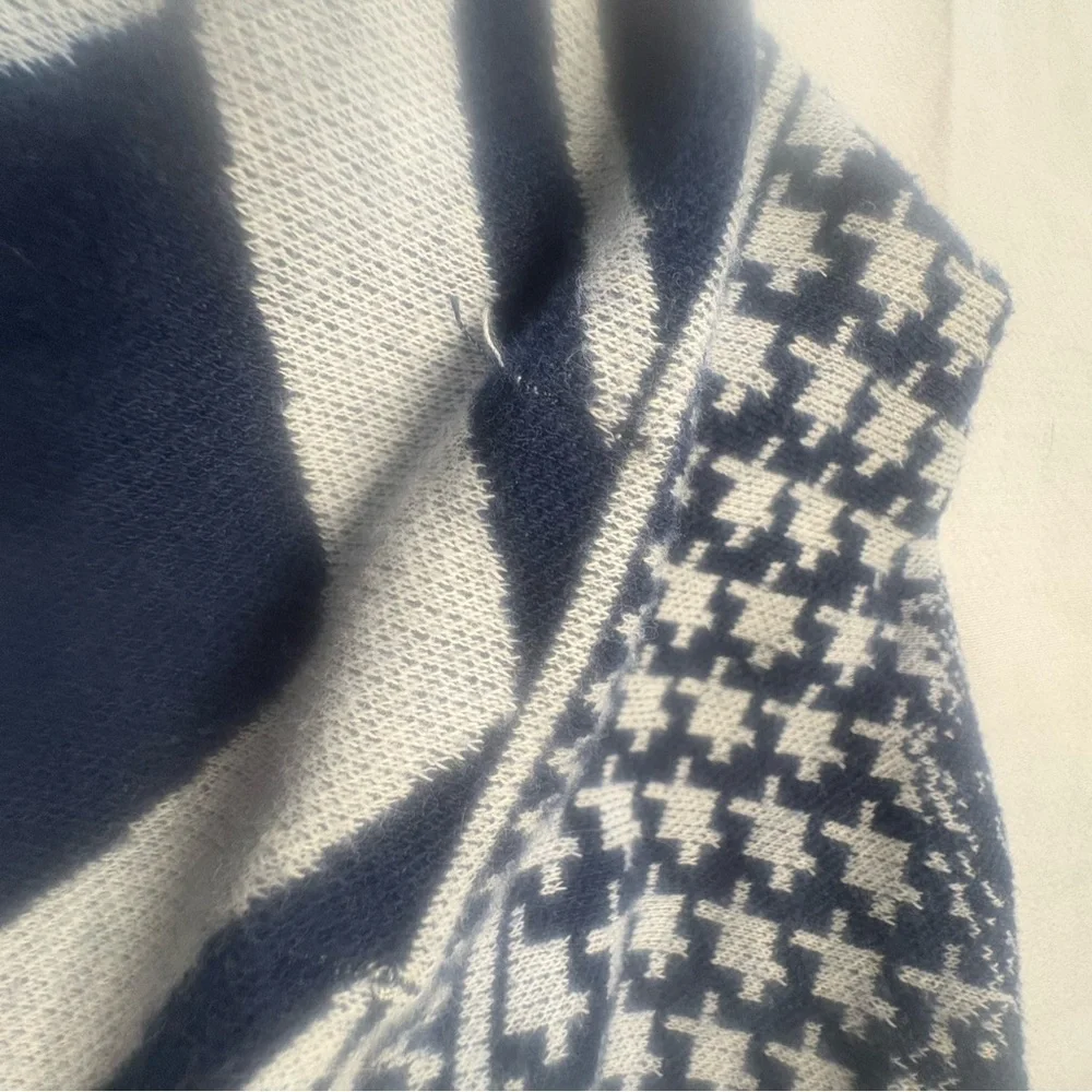 Dana Buchman Navy Cream Geometric Open Front Cardigan Small
